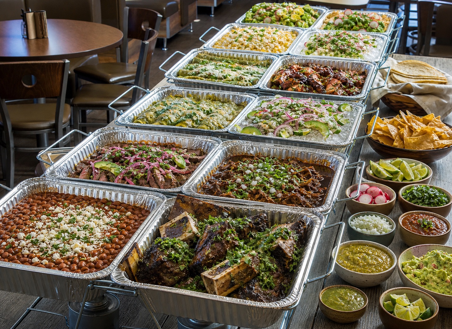 Ready-to-serve foil trays for drop-off catering